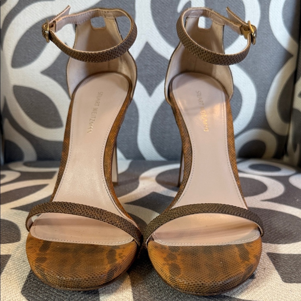 Stuart Weitzman Tan and Brown Sandals